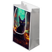 Halloween Tuxedo Cat met pompoenen eng Klein Cadeauzakje (Achterkant Gekanteld)