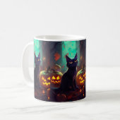 Halloween Tuxedo Cat met pompoenen eng Koffiemok (Voorkant links)