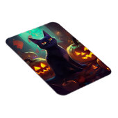 Halloween Tuxedo Cat met pompoenen eng Magneet (Rechterzijde)