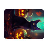 Halloween Tuxedo Cat met pompoenen eng Magneet (Horizontaal)