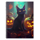 Halloween Tuxedo Cat met pompoenen eng Notitieboek (Voorkant)