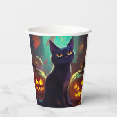 Halloween Tuxedo Cat met pompoenen eng Papieren Bekers (Achterkant)