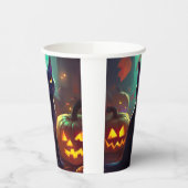 Halloween Tuxedo Cat met pompoenen eng Papieren Bekers (Links)