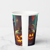 Halloween Tuxedo Cat met pompoenen eng Papieren Bekers (Rechts)