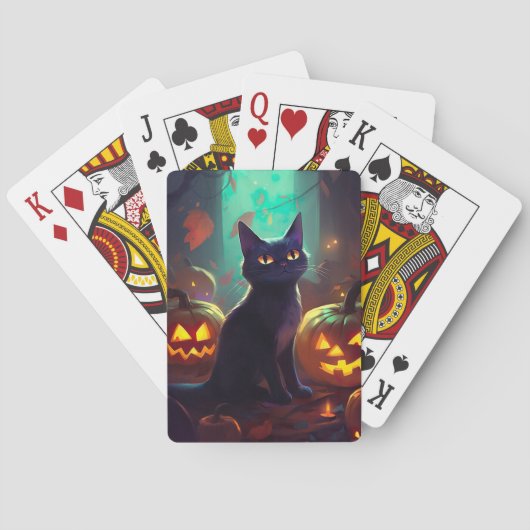 Halloween Tuxedo Cat met pompoenen eng Pokerkaarten (Achterkant)
