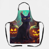 Halloween Tuxedo Cat met pompoenen eng Schort (Voorkant)