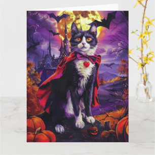 Halloween Tuxedo Cat Vampire Pumpkins eng Kaart