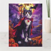 Halloween Tuxedo Cat Vampire Pumpkins eng Kaart (Voorkant)