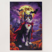 Halloween Tuxedo Cat Vampire Pumpkins eng Legpuzzel (Verticaal)