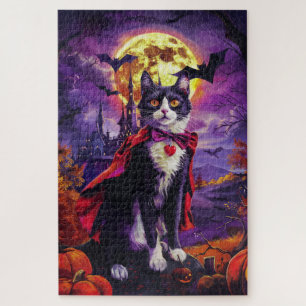 Halloween Tuxedo Cat Vampire Pumpkins eng Legpuzzel