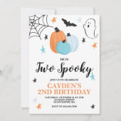 Halloween TWEE Griezelen 2de Verjaardag Blauwe Pom Kaart (Voorkant)