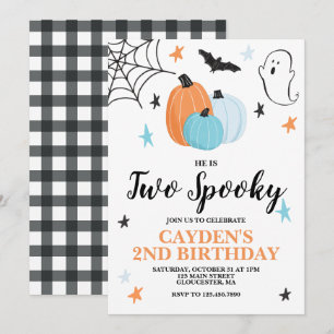 Halloween TWEE Griezelige 2de Verjaardag Blauwe Po Kaart