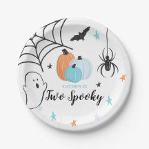 Halloween Twee Griezels Verjaardag Blauwe Pompoene