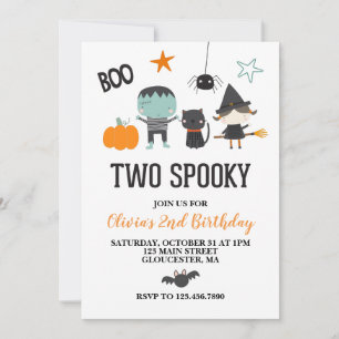 Halloween Twee Griezige Kinderen Verjaardag Kaart