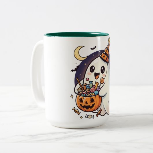 Halloween  tweekleurige koffiemok (Voorkant links)