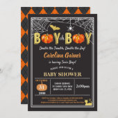 Halloween tweeling, douchepompoen voor baby's Zwar Kaart (Voorkant / Achterkant)