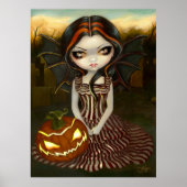 Halloween Twilight gothic fairy pumpkin Art Print (Voorkant)