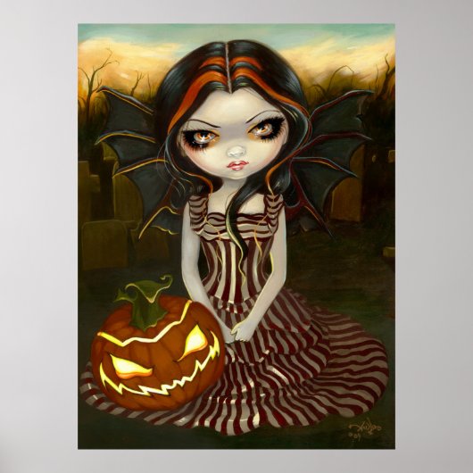 Halloween Twilight gothic fairy pumpkin Art Print (Voorkant)