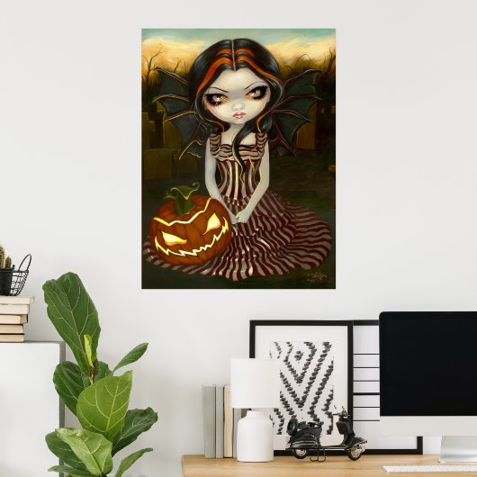 Halloween Twilight gothic fairy pumpkin Art Print (Thuiskantoor)