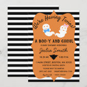Halloween Twin Gender onthullen Invite Boo-y of Gh Kaart (Voorkant / Achterkant)