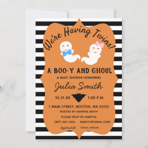 Halloween Twin Gender onthullen Invite Boo-y of Gh Kaart
