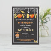 Halloween twins baby jongen sprinkhaanpumpkin gold kaart (Staand voorkant)