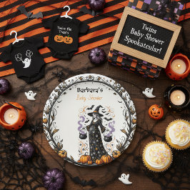 Halloween Twins Baby shower Bord - Zwanger heks