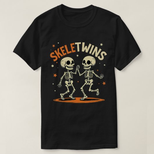 Halloween Twins Skeletwins Dansende Skeletten T-shirt (Design voorkant)