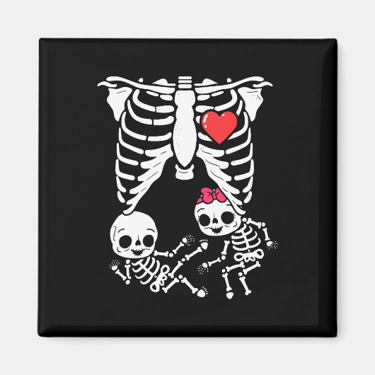 Halloween Twins Zwangerschapsaankondiging Funny Sk Magneet (Voorkant)