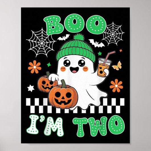 Halloween Two Birthday Boo Im Two Groovy Birthday  Poster (Voorkant)