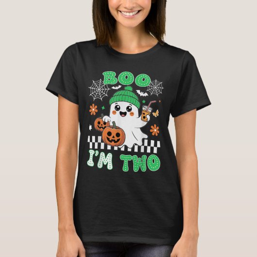 Halloween Two Birthday Boo Im Two Groovy Birthday T-shirt (Voorkant)