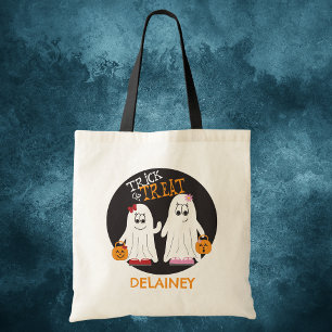 Halloween Two Girl Ghosts Besties Snoep Bag Custom Tote Bag