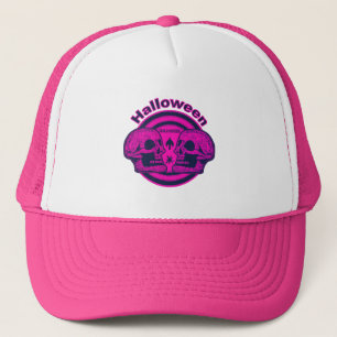 Halloween Two Skulls - Neon Pink Trucker Pet