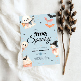 Halloween Two Spooky 2de verjaardagsuitnodiging Bl Kaart