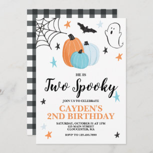 Halloween TWO Spooky 2nd Birthday Blue pomkins in Kaart