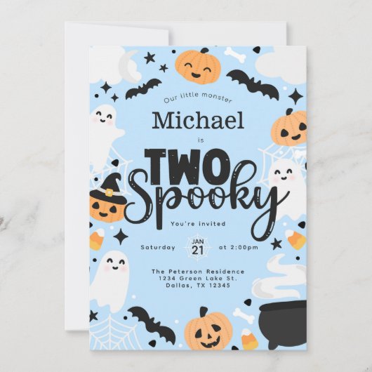 Halloween Two Spooky 2nd Birthday Party Kaart (Voorkant)