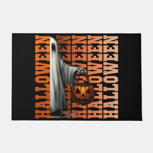 Halloween-typografie coole geest pompoen cadeau-id deurmat (Voorkant)