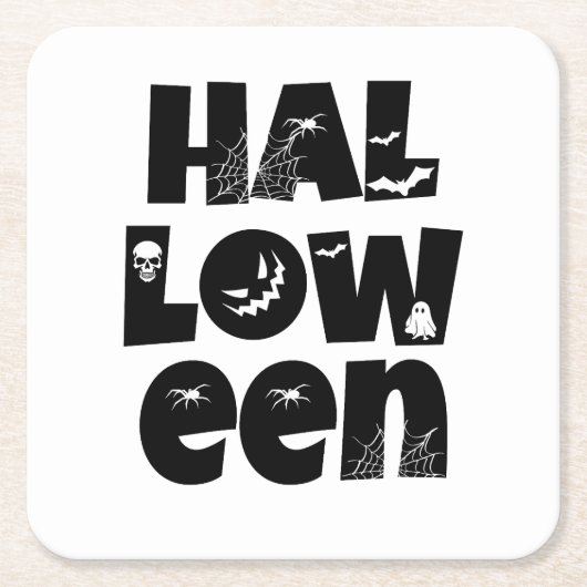 Halloween Typography Kartonnen Onderzetters (Voorkant)