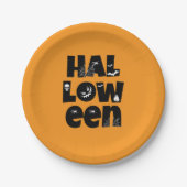Halloween Typography Papieren Bordje (Voorkant)