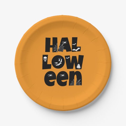 Halloween Typography Papieren Bordje (Voorkant)