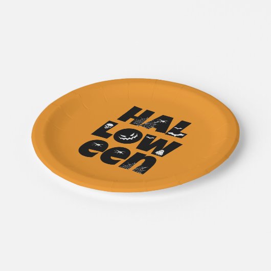 Halloween Typography Papieren Bordje (Gekanteld)
