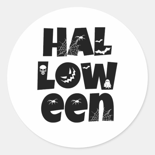 Halloween Typography Ronde Sticker (Voorkant)
