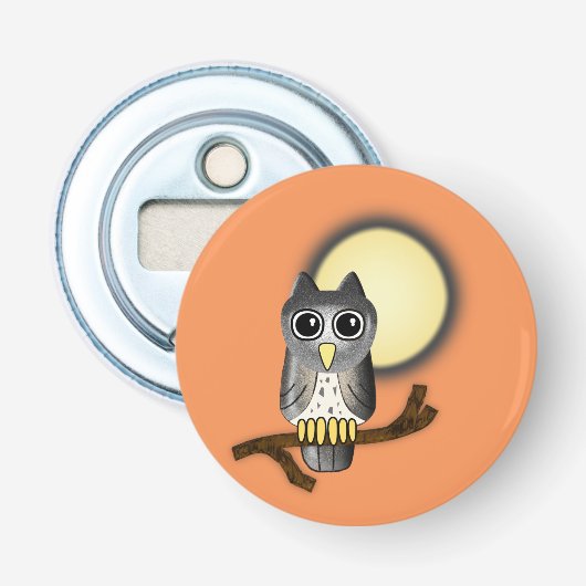 Halloween Uil Button Flesopener (Voorkant)