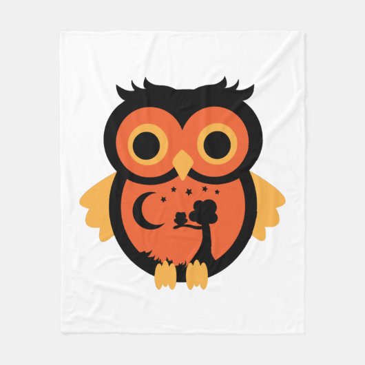 Halloween Uil Fleece Deken (Voorkant)