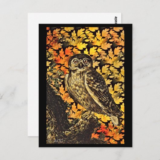 Halloween Uil herfstgebladerte Briefkaart (Voorkant / Achterkant)