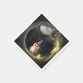 Halloween Uil in Ronde Toren Raam Servet (Hoek)