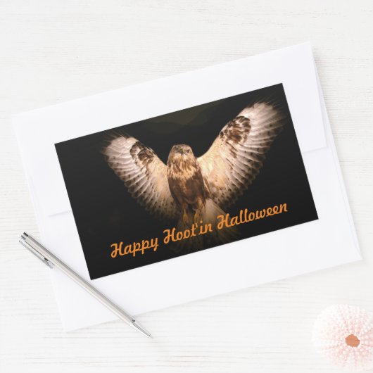 Halloween Uil in vlucht Rechthoekige Sticker (Envelop)