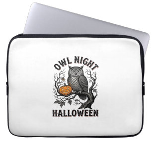 Halloween Uil Shirt Vintage Griezelen Vogel Feest Laptop Sleeve