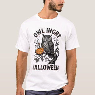 Halloween Uil Shirt Vintage Griezels Vogel Feest D