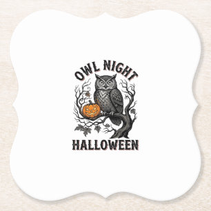 Halloween Uil Shirt Vintage Griezels Vogel Feest D Kartonnen Onderzetters